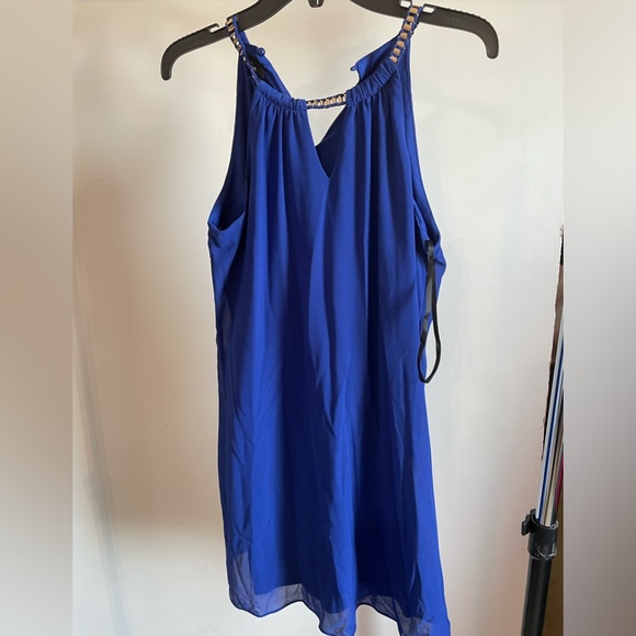 Blue Dress with Gold Top Size M - Picture 1 of 4